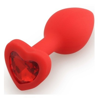 Play Secrets Silicone Butt Plug Heart Shape Small, красный/красный. Малая анальная пробка с кристалл