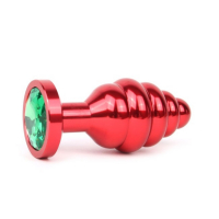 Втулка анальная RED PLUG MEDIUM (красная), L 80 мм D 34 мм, вес 90г, цвет кристалла зелёный