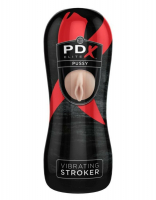 Pipedream PDX Elite Vibrating Pussy Stroker, телесный. Мастурбатор-вагина в тубе с вибрацией