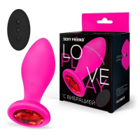 Втулка с вибро и пультом ДУ, красный кристалл, 10 режимов, L 90 мм D 35 мм