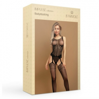 Боди-комбинезон черный с сужающимся вертикальным узором (IMPULSE) (S/XXL)