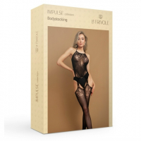 Черный боди-комбинезон с имитацией чулок (IMPULSE) (S/XXL)