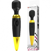 Baile Pretty Love Power Wand, черно-золотой. Мощный вибромассажер с плавающей головкой