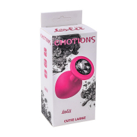 Lola Toys Emotions Cutie Large, розовая. Анальная пробка с черным кристаллом