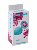 Lola Toys Emotions Cutie Medium, голубая. Анальная пробка с розовым кристаллом
